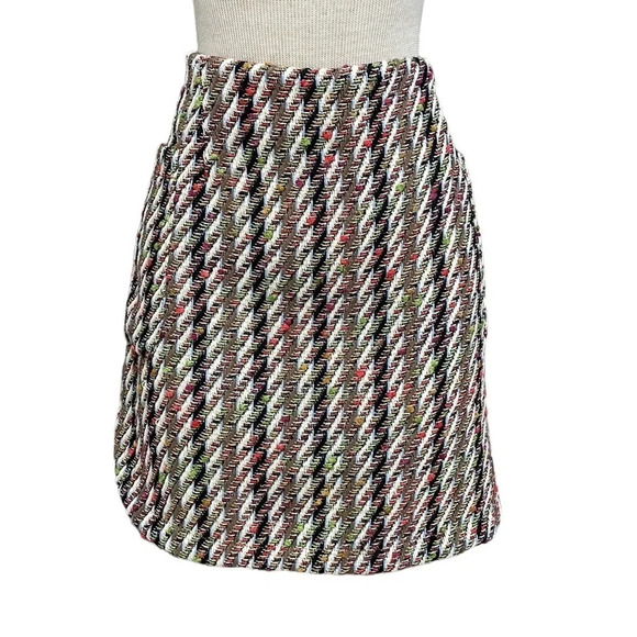 .OBJECT Tweed Skirt Mini Colorful Red Cream Size 40 - Picture 1 of 17